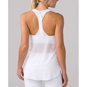 Lululemon White Racerback Lace Mesh Athletic Workout yoga Tank Top sz 8 M